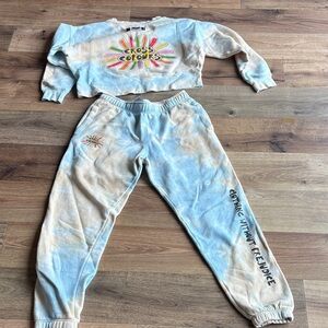 Cross Colours Women's Tie-Dye Jogger Set - Blue and Tan